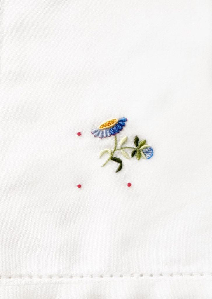 Blue Poppy hand embroidered damask dinner napkins - set of 6