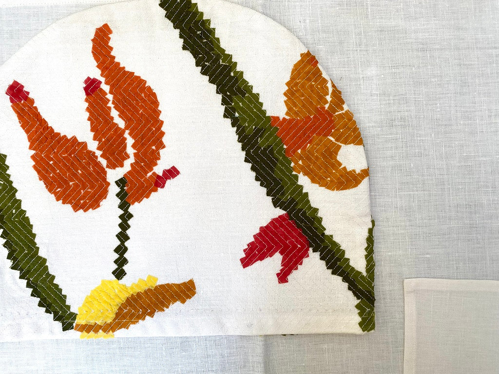 Collaged Linen Tea cozy set