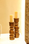 Aged Teak Candle Stand