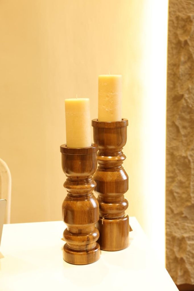 Aged Teak Candle Stand