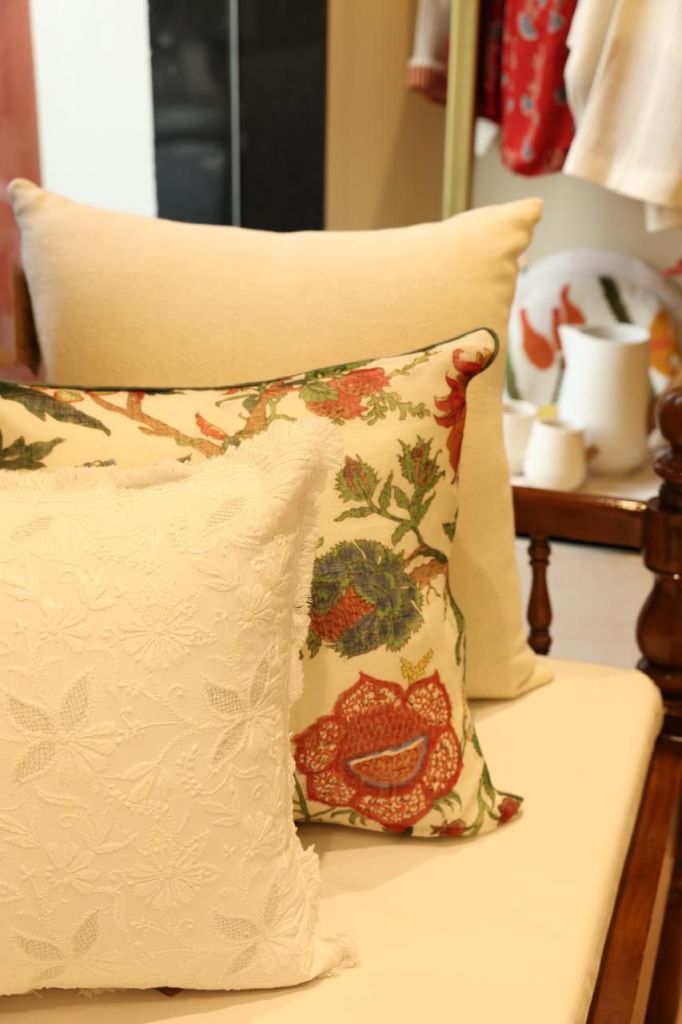 Spring Floral Cushion - White